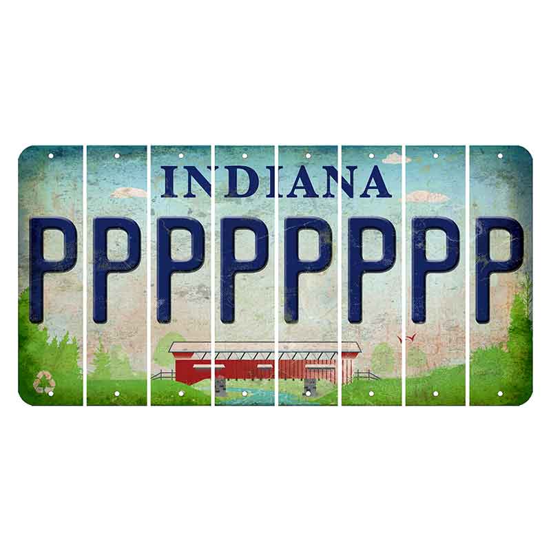 Indiana Recycle Cut License Plate Strips (Set of 8) P