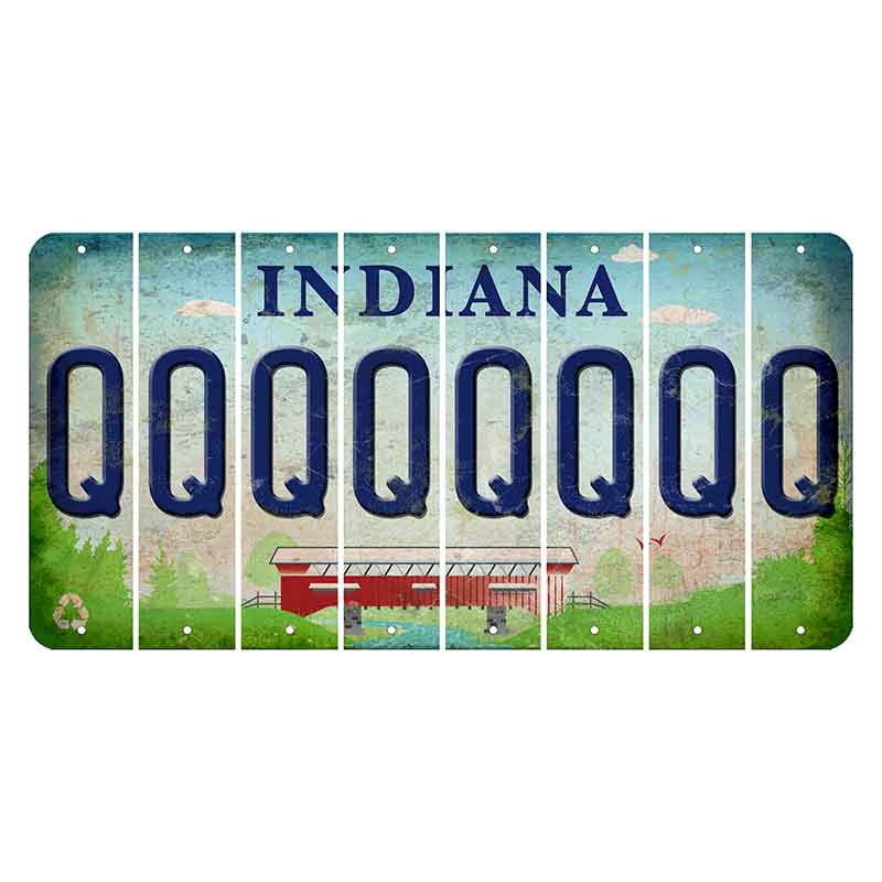 Indiana Recycle Cut License Plate Strips (Set of 8) Q