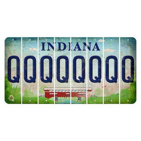 Indiana Recycle Cut License Plate Strips (Set of 8) Q