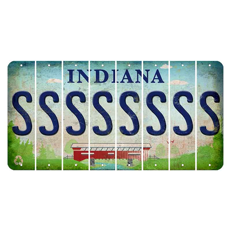 Indiana Recycle Cut License Plate Strips (Set of 8) S