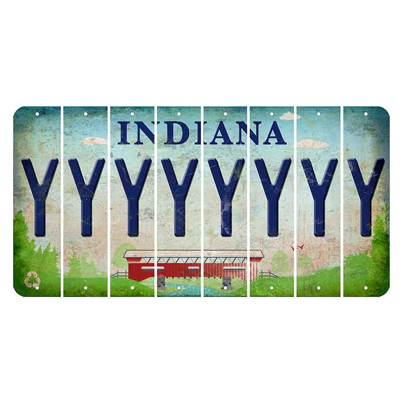 Indiana Recycle Cut License Plate Strips (Set of 8) Y