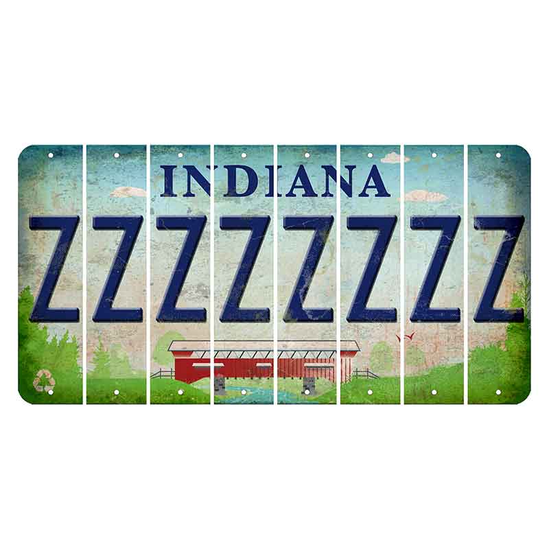 Indiana Recycle Cut License Plate Strips (Set of 8) Z