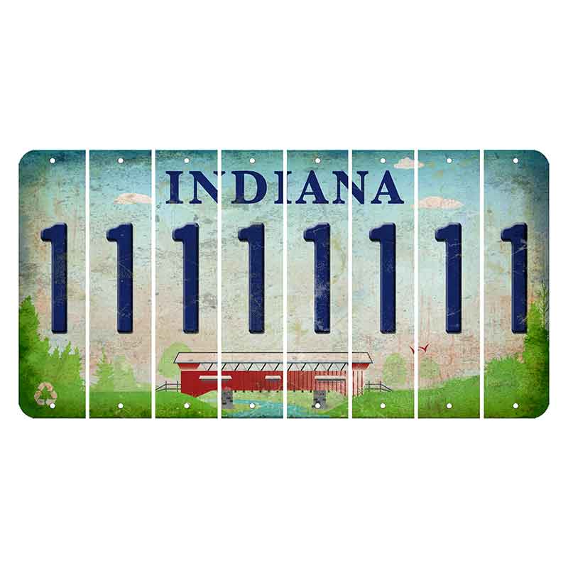 Indiana Recycle Cut License Plate Strips (Set of 8) 1