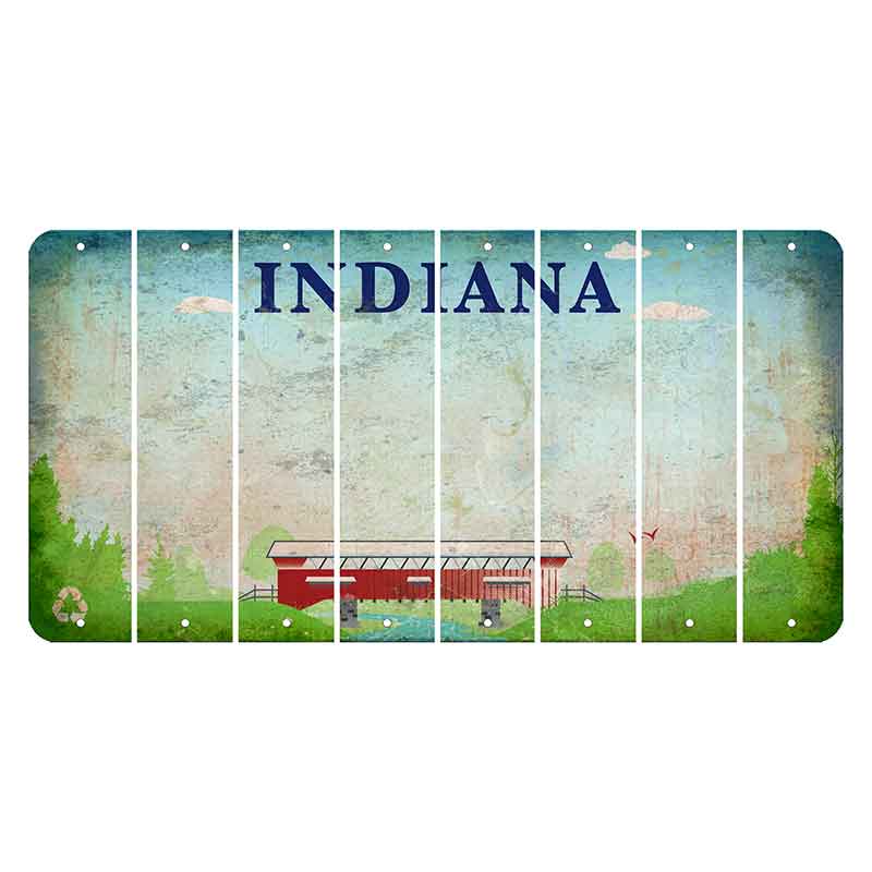 Indiana Recycle Cut License Plate Strips (Set of 8) Blank