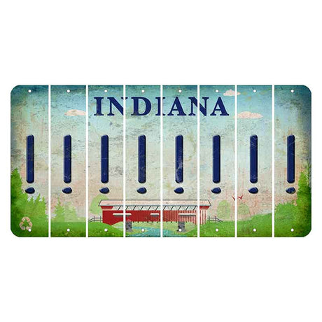 Indiana Recycle Cut License Plate Strips (Set of 8) Exclamation Point