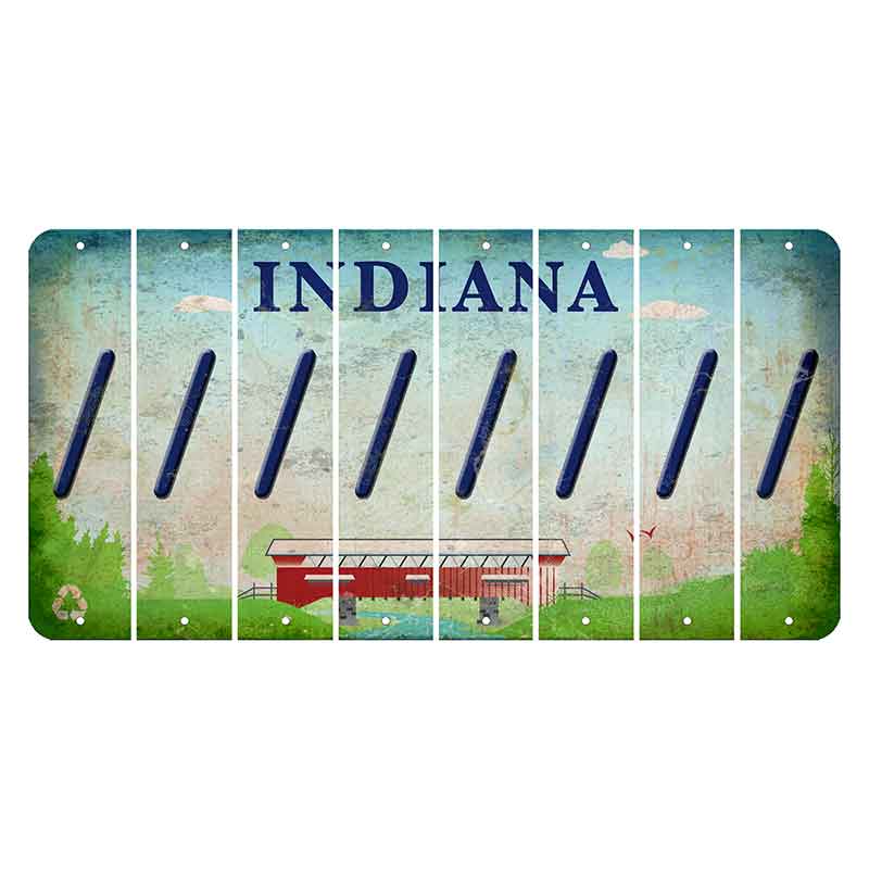 Indiana Recycle Cut License Plate Strips (Set of 8) Forward Slash