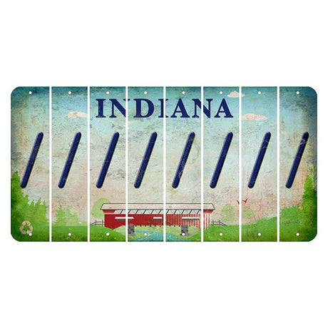 Indiana Recycle Cut License Plate Strips (Set of 8) Forward Slash