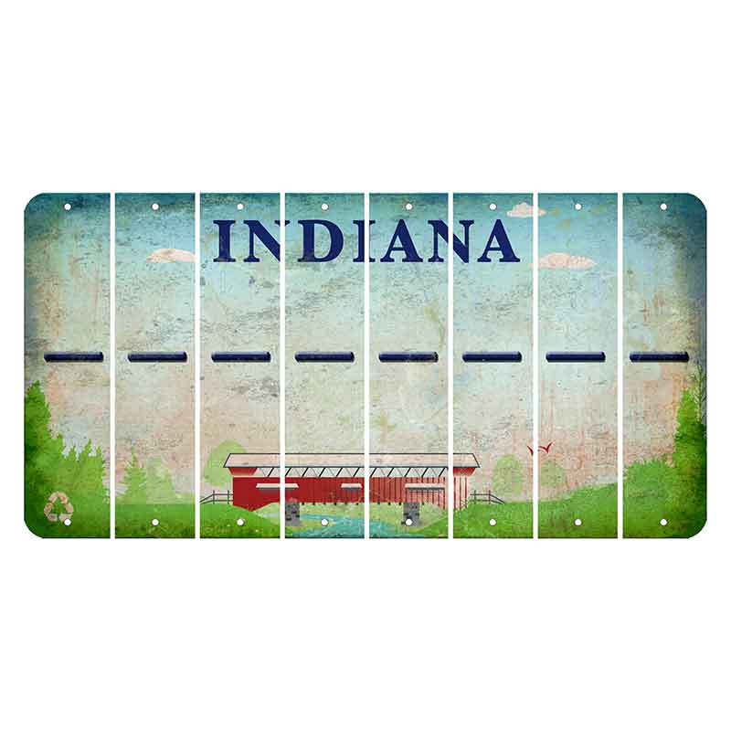 Indiana Recycle Cut License Plate Strips (Set of 8) Hyphen