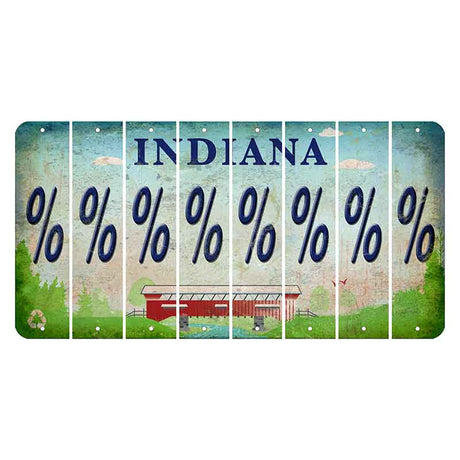 Indiana Recycle Cut License Plate Strips (Set of 8) Percent Sign