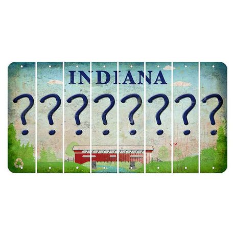 Indiana Recycle Cut License Plate Strips (Set of 8) Question Mark