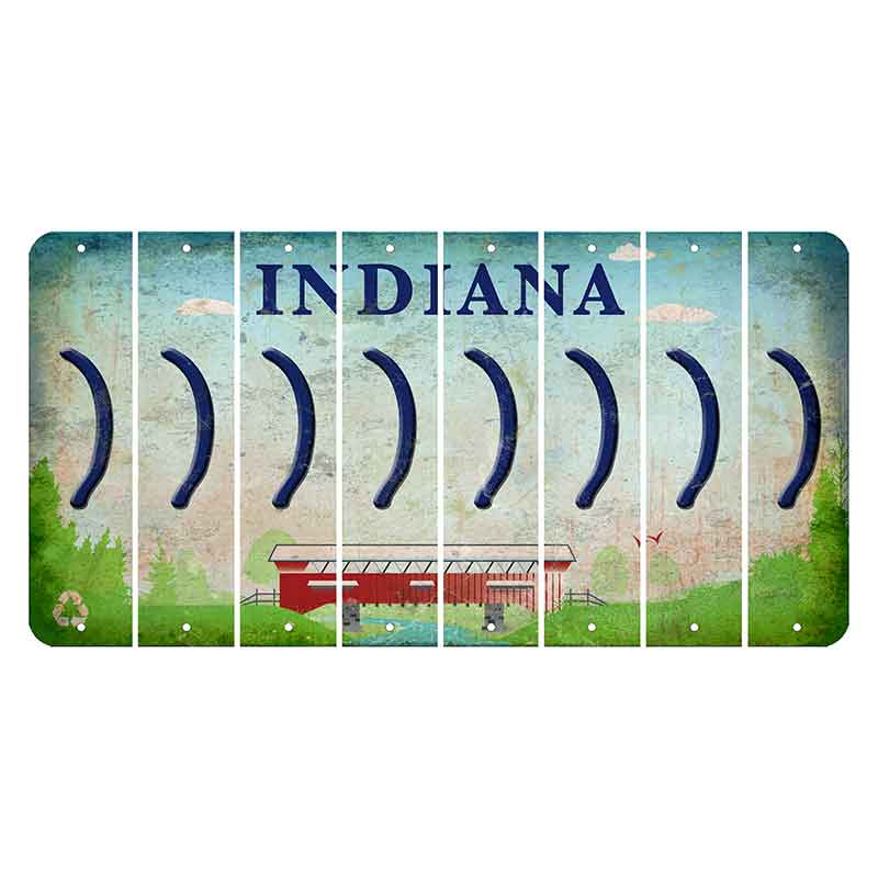 Indiana Recycle Cut License Plate Strips (Set of 8) Parenthesis - Right