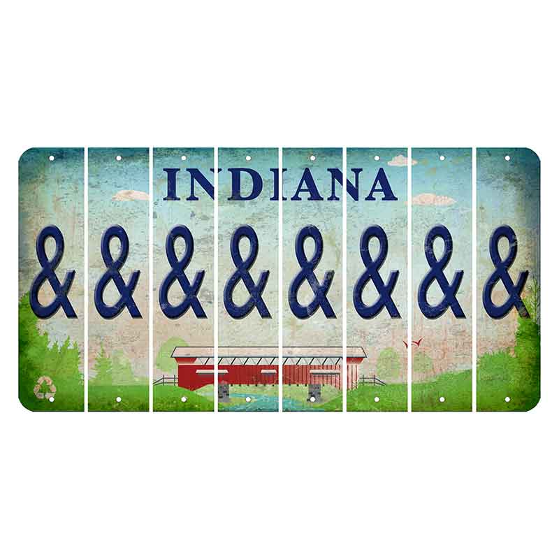 Indiana Recycle Cut License Plate Strips (Set of 8) And Sign