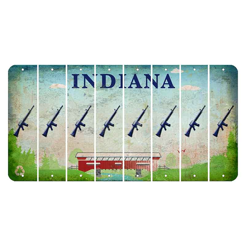 Indiana Recycle Cut License Plate Strips (Set of 8) Rifle