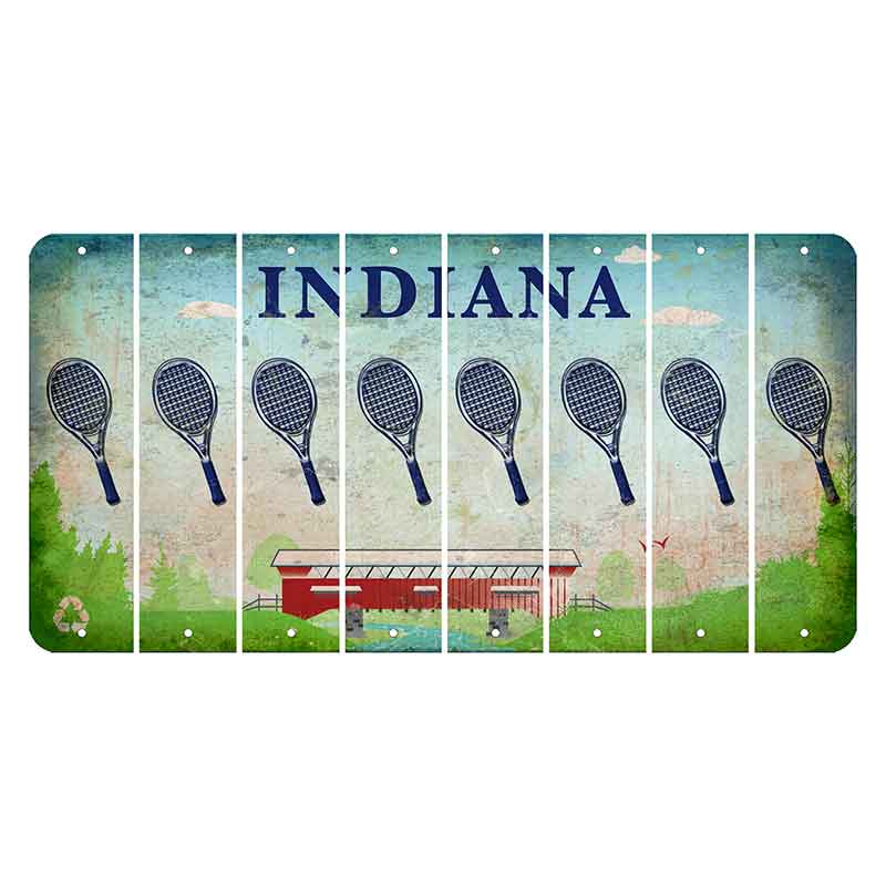 Indiana Recycle Cut License Plate Strips (Set of 8) Tennis Racket