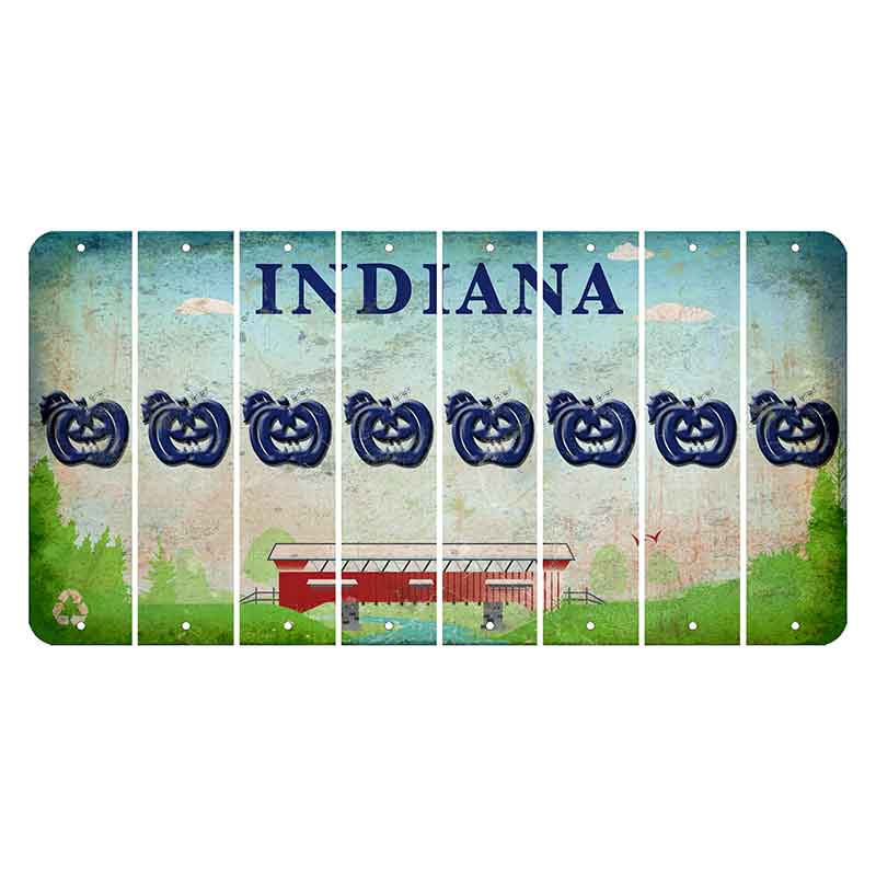 Indiana Recycle Cut License Plate Strips (Set of 8) Pumpkin