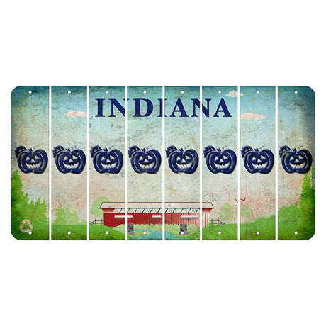 Indiana Recycle Cut License Plate Strips (Set of 8) Pumpkin