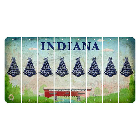 Indiana Recycle Cut License Plate Strips (Set of 8) Christmas Tree