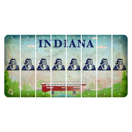 Indiana Recycle Cut License Plate Strips (Set of 8) Santa Claus