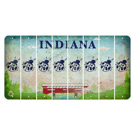 Indiana Recycle Cut License Plate Strips (Set of 8) Ladybug