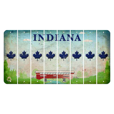 Indiana Recycle Cut License Plate Strips (Set of 8) Maple Leaf