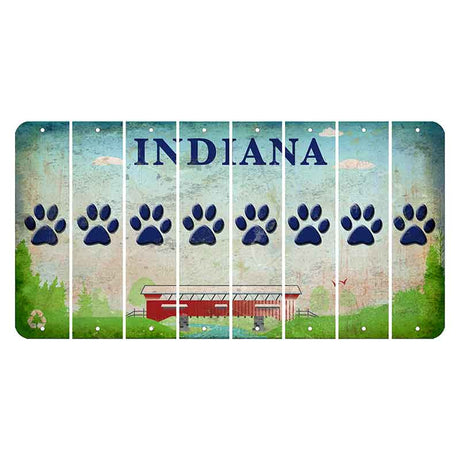 Indiana Recycle Cut License Plate Strips (Set of 8) Dog Paw