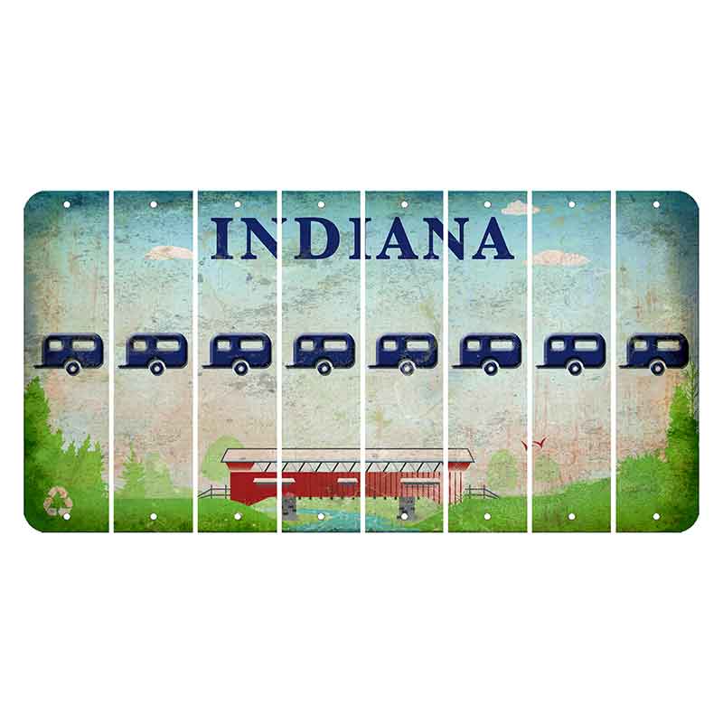 Indiana Recycle Cut License Plate Strips (Set of 8) Trailer