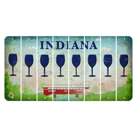 Indiana Recycle Cut License Plate Strips (Set of 8) Wine Glass