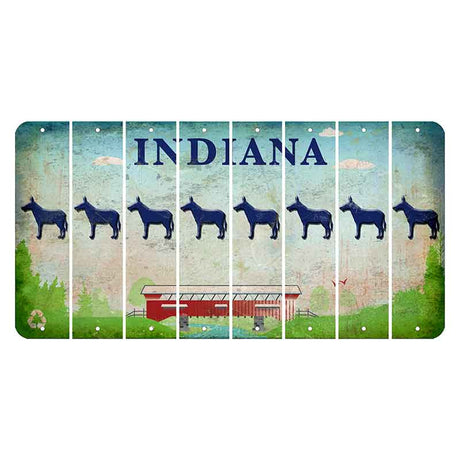 Indiana Recycle Cut License Plate Strips (Set of 8) Donkey