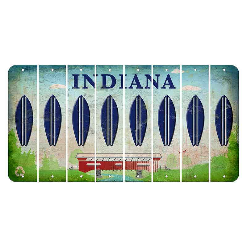 Indiana Recycle Cut License Plate Strips (Set of 8) Surfboard