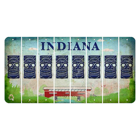 Indiana Recycle Cut License Plate Strips (Set of 8) Tiki