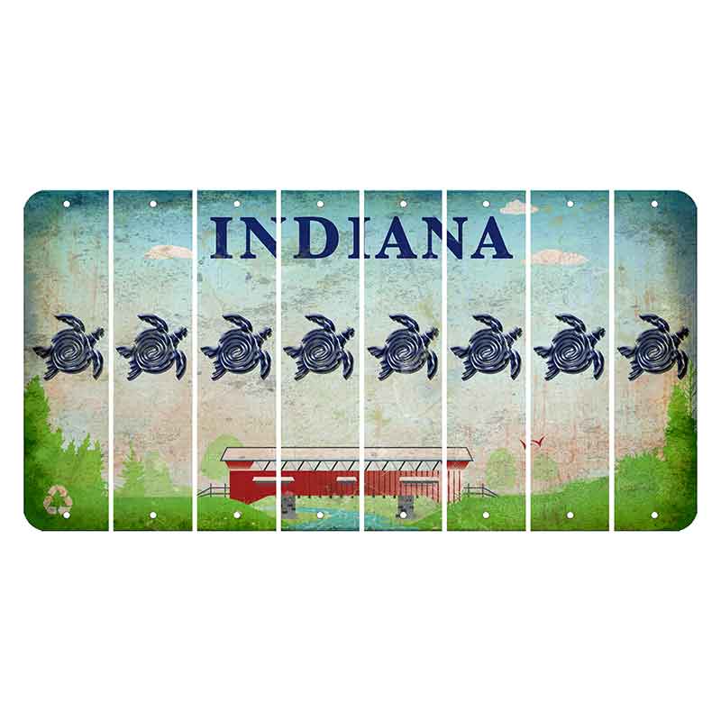 Indiana Recycle Cut License Plate Strips (Set of 8) Sea Turtle