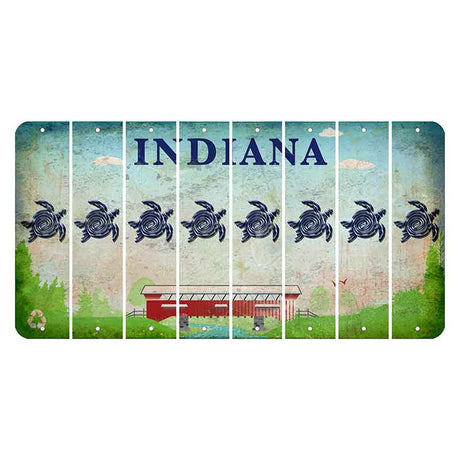 Indiana Recycle Cut License Plate Strips (Set of 8) Sea Turtle