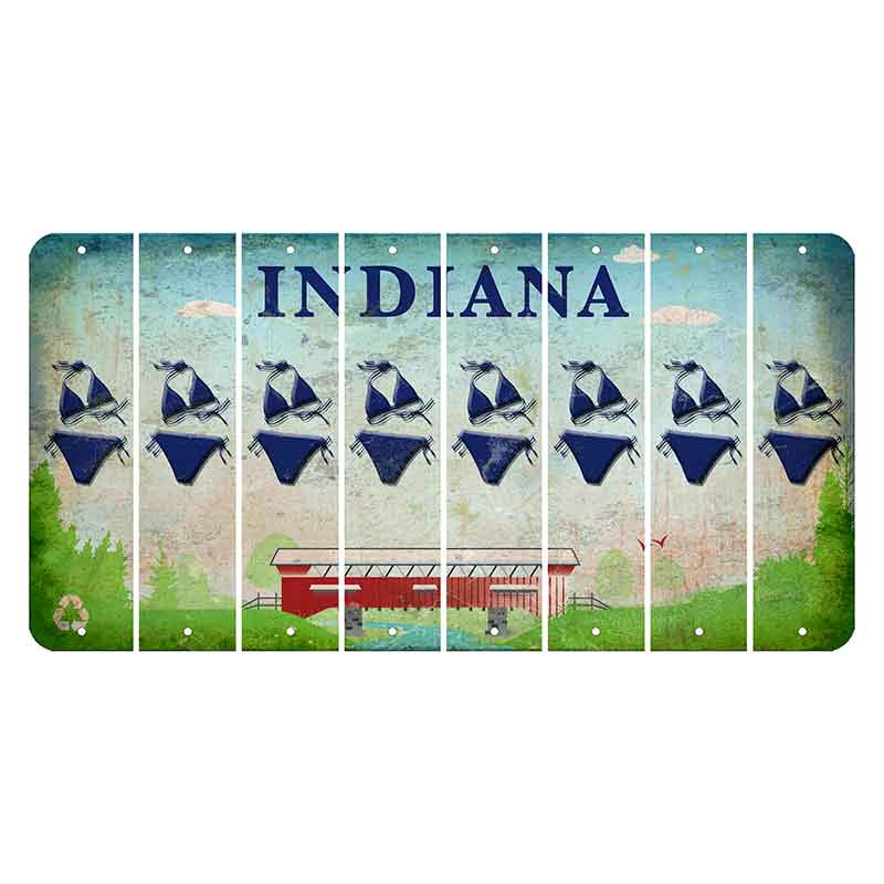 Indiana Recycle Cut License Plate Strips (Set of 8) Bikini