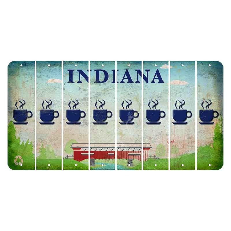 Indiana Recycle Cut License Plate Strips (Set of 8) Coffee Mug