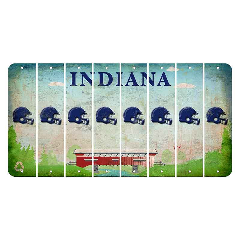 Indiana Recycle Cut License Plate Strips (Set of 8) Football Helmet