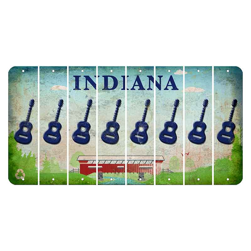 Indiana Recycle Cut License Plate Strips (Set of 8) Guitar