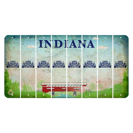 Indiana Recycle Cut License Plate Strips (Set of 8) Hot Rod