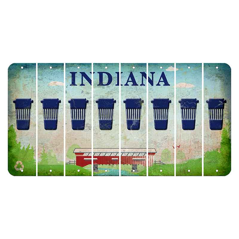 Indiana Recycle Cut License Plate Strips (Set of 8) Latte