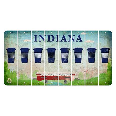 Indiana Recycle Cut License Plate Strips (Set of 8) Latte