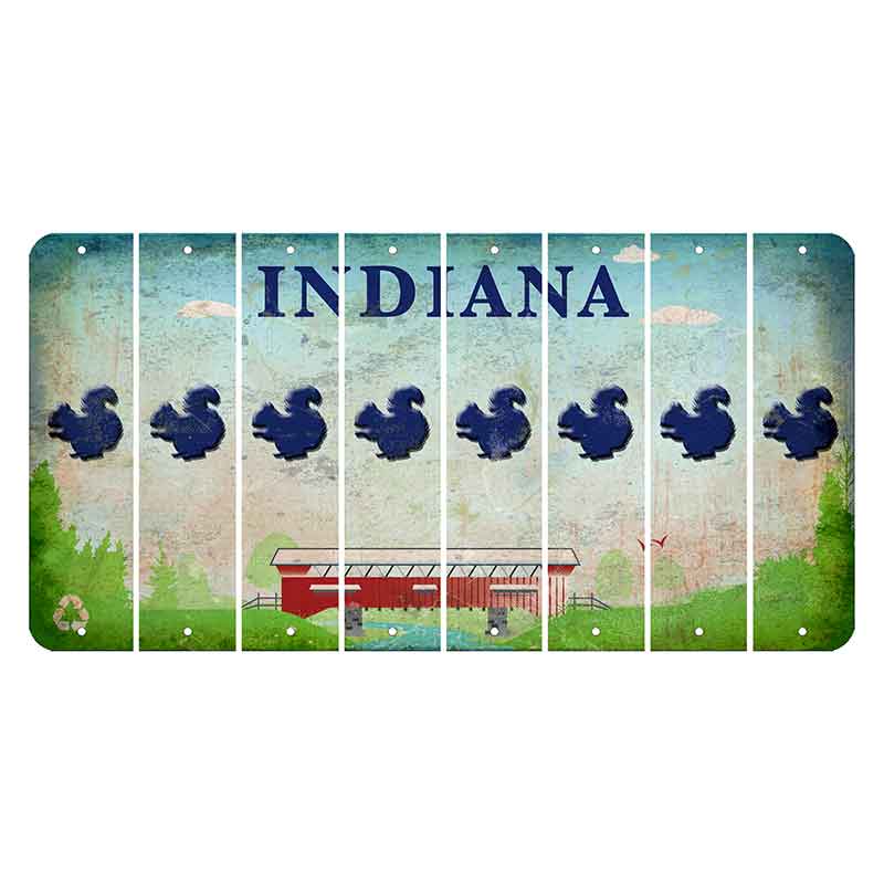 Indiana Recycle Cut License Plate Strips (Set of 8) Squirrel