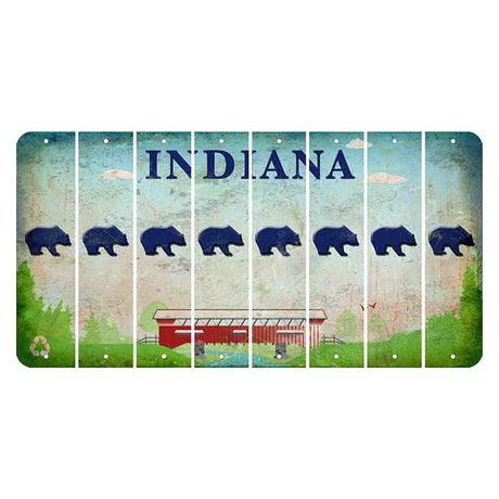 Indiana Recycle Cut License Plate Strips (Set of 8) Bear