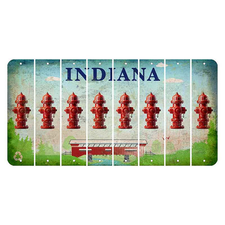 Indiana Recycle Cut License Plate Strips (Set of 8) Fire Hydrant