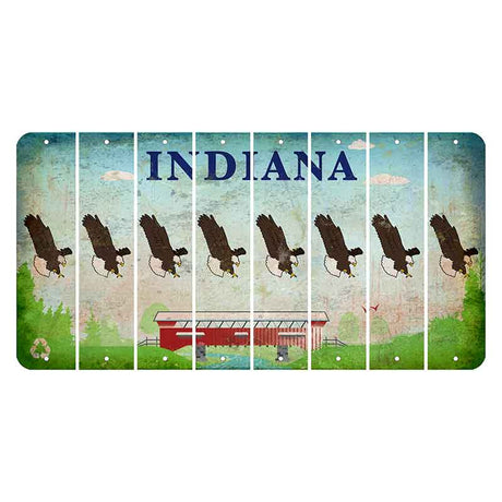 Indiana Recycle Cut License Plate Strips (Set of 8) Bald Eagle