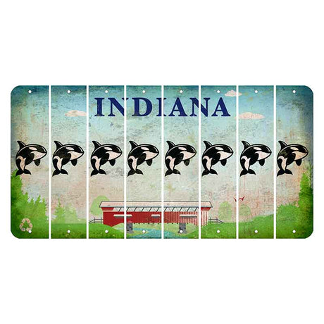 Indiana Recycle Cut License Plate Strips (Set of 8) Whale