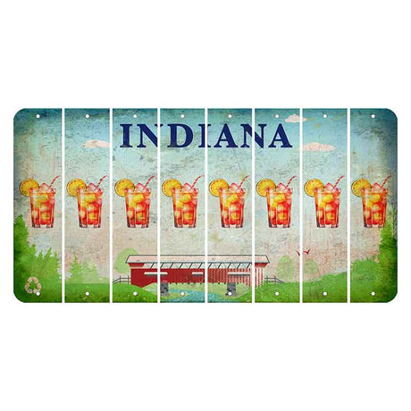 Indiana Recycle Cut License Plate Strips (Set of 8) Cocktail