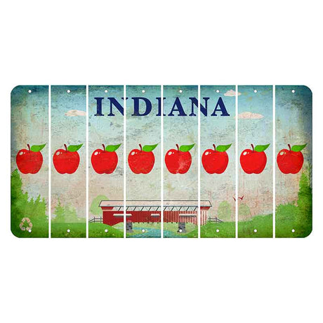 Indiana Recycle Cut License Plate Strips (Set of 8) Apple