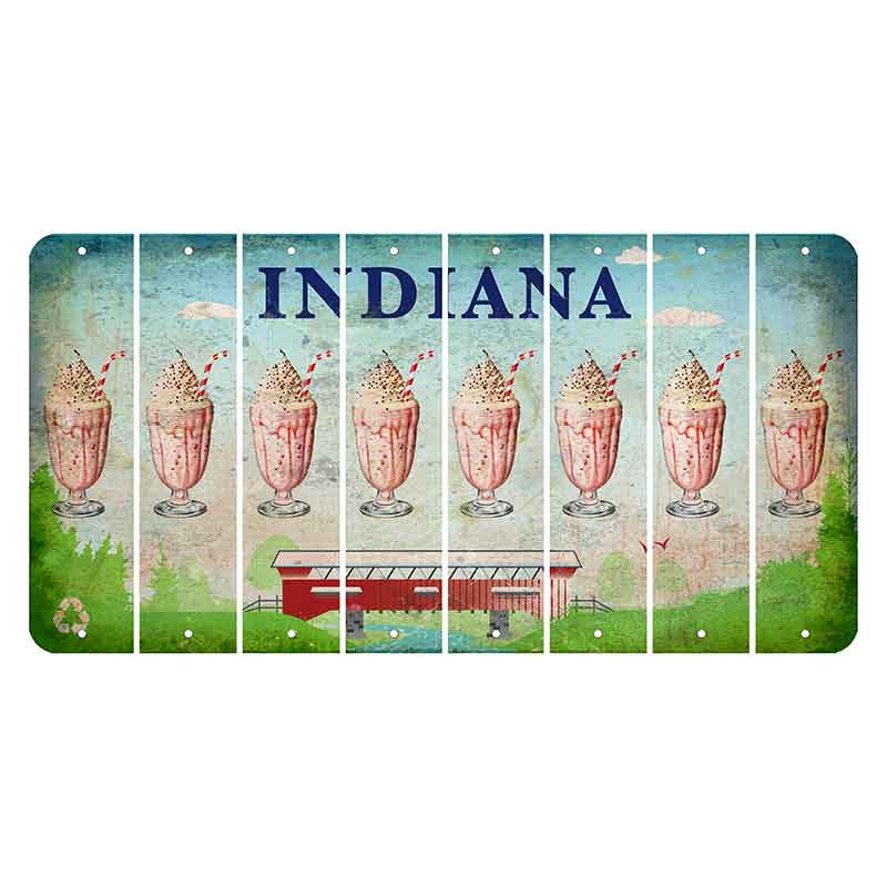 Indiana Recycle Cut License Plate Strips (Set of 8) Milkshake