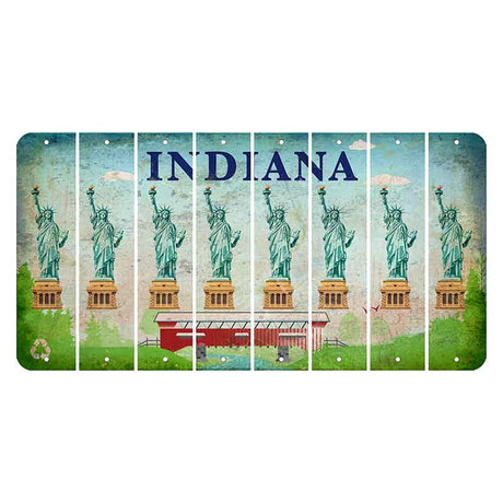 Indiana Recycle Cut License Plate Strips (Set of 8) Statue of Liberty