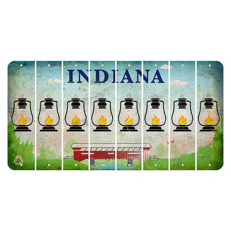 Indiana Recycle Cut License Plate Strips (Set of 8) Lantern