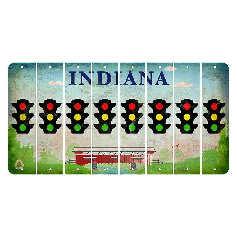 Indiana Recycle Cut License Plate Strips (Set of 8) Traffic Light